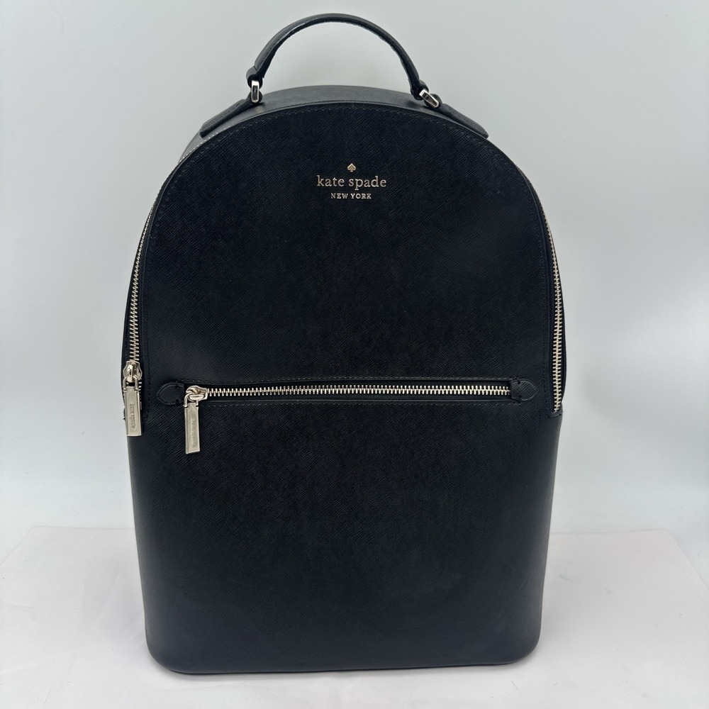KATE SPADE Black Saffiano Leather Large PERRY BackPack Purse EUC
